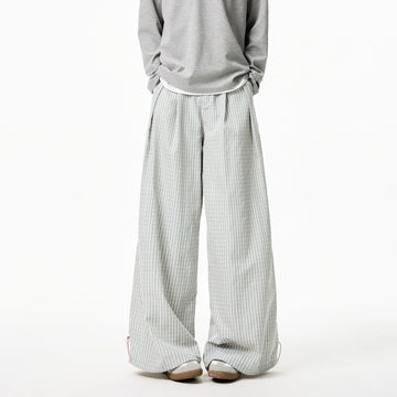 Riolio Summer Loose Wide Leg Striped Trousers Unisex High Street Fashion Trendy Casual Wear Oversize Streetwear Long Pants Lightweight